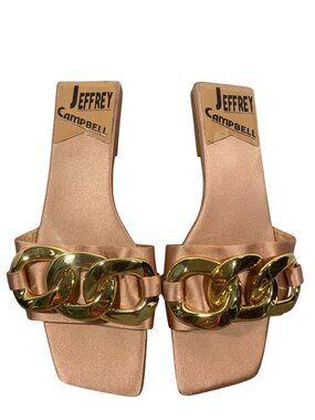 Jeffrey Campbell Gold Chain neutral beige pink undertone Satin Sandals Size 6